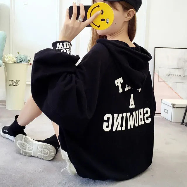 Fashionable Plus Size Women's Hooded Sweatshirt