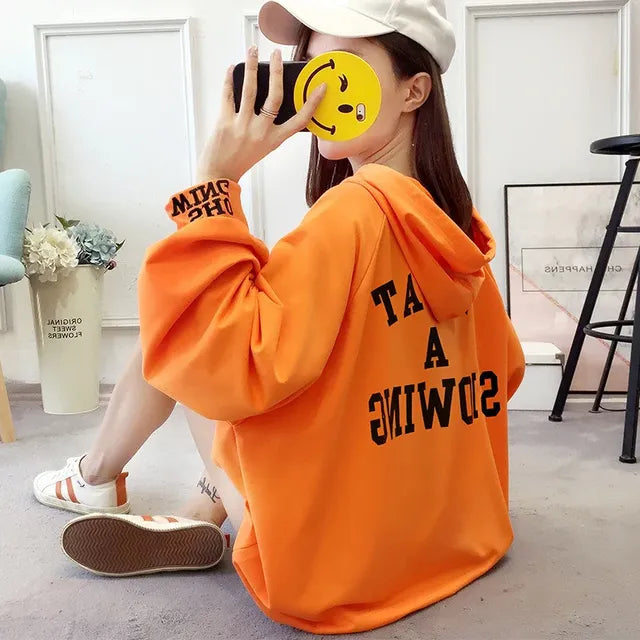 Fashionable Plus Size Women's Hooded Sweatshirt