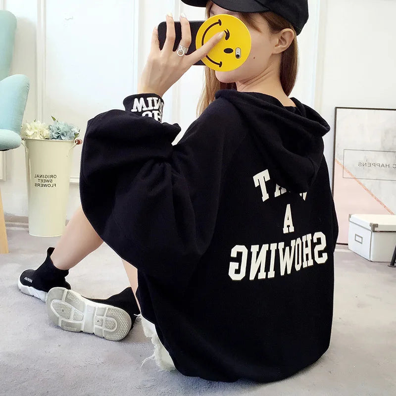 Fashionable Plus Size Women's Hooded Sweatshirt
