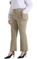 Hanna Nikole Pants for Women Work Casual Plus Size High Waisted Bootcut Pants with Pockets Apricot 22 Plus